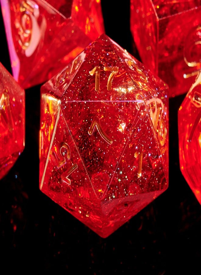 FugaCity DND Dice Set,Handmade Sharp Edge 7 Piece Resin Dice-Dungeons and Dragons Polyhedral Dice Set, D&D Dice Set with Gift Dice Case for RPG MTG Table Games (RED) - Image 4